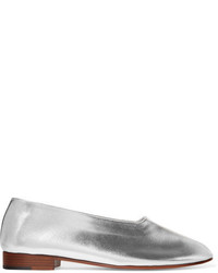 Martiniano Glove Metallic Leather Pumps Silver
