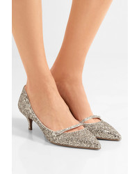 Tabitha Simmons Layton Glittered Leather Pumps Silver