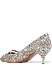 Tabitha Simmons Layton Glittered Leather Pumps Silver