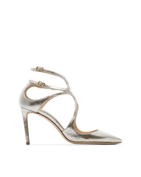 Jimmy Choo Metallic Lancer 85 Pointed Toe Leather Pumps