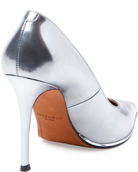 Givenchy Metallic Leather Point Toe Pump Silver