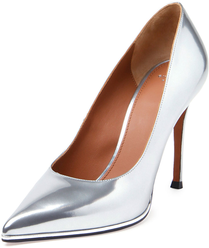 Givenchy Metallic Leather Point Toe Pump Silver, $775, Bergdorf Goodman