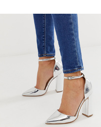 ASOS DESIGN Pebble Pointed High Heels In Silver