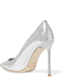 Jimmy Choo Romy 100 Mirrored Leather Pumps Silver