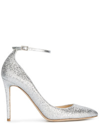 Jimmy Choo Silver Crushed Leather Lucy 105 Pumps