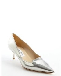 Jimmy Choo Silver Leather Pointed Toe Allure Pumps
