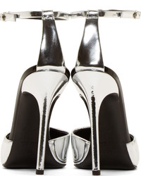 Giuseppe Zanotti Silver Mirrored Leather Yvette Stiletto Shoes