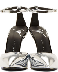 Giuseppe Zanotti Silver Mirrored Leather Yvette Stiletto Shoes