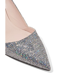 Sarah Jessica Parker Sjp By Rampling Glittered Leather Pumps Silver