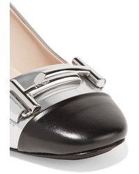 Tod's Two Tone Leather Pumps Silver