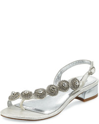 Adrianna Papell Daisy Crystal T Strap Sandal Silver