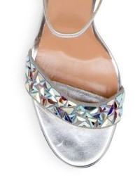 Valentino Glam Tile Metallic Leather Ankle Strap Sandals