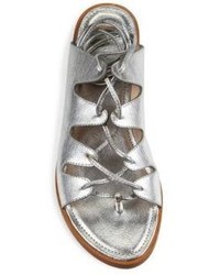 Loeffler Randall Kira Metallic Leather Lace Up Sandals