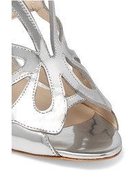 Sophia Webster Madame Butterfly Mirrored Leather Sandals Silver