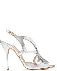 Sophia Webster Madame Butterfly Mirrored Leather Sandals Silver