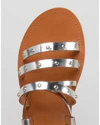 Pull&Bear Metallic Tie Up Leather Sandals