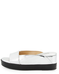 Neiman Marcus Pammelah Platform Slide Sandal Silver