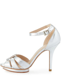 Pelle Moda Ritter Leather Ankle Strap Sandal Silver