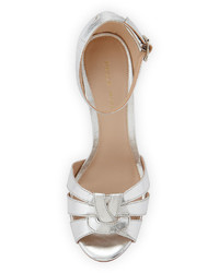 Pelle Moda Ritter Leather Ankle Strap Sandal Silver