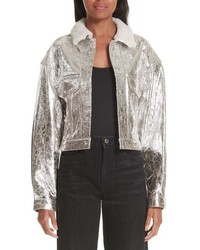 Silver Leather Shearling Jacket