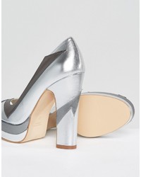 Terry De Havilland Luna Silver Leather Peeptoe Platform Heeled Shoes