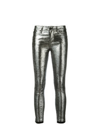 Silver Leather Skinny Jeans