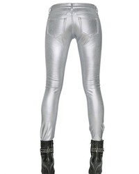 Saint Laurent Metallic Faux Leather Trousers