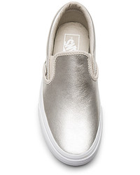 Vans Classic Slip On Sneaker In Metallic Silver