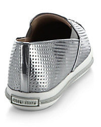 Miu Miu Metallic Leather Cap Toe Sneakers