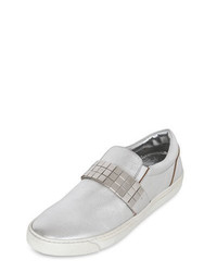 Mirrored Band Leather Slip On Sneakers