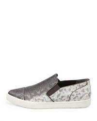 Vince Payer Embossed Pointed Toe Slip On Sneaker Silvergray