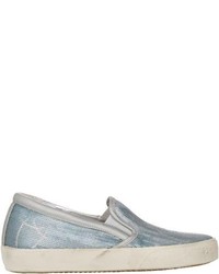 Philippe Model Sequin Leather Slip On Sneakers Blue