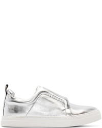 Pierre Hardy Silver Leather Slip On Sneakers