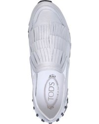 Tod's Tods Sportivo Fringe Detail Metallic Leather Trainers