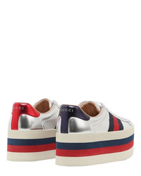 Gucci 80mm New Ace Leather Platform Sneakers