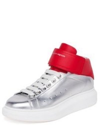 Alexander McQueen Ankle Strap Leather Mid Top Sneakers