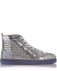 Christian Louboutin Louis Spike Embellished Leather High Top Trainers