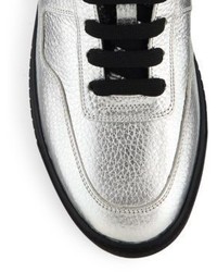 Versace Metallic Double Strip Mid Top Sneakers
