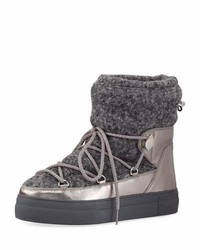 Silver Leather Snow Boots
