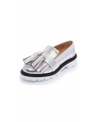 Silver Leather Tassel Loafers