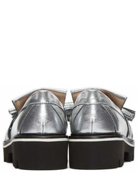 MSGM Silver Metallic Fringe Loafers