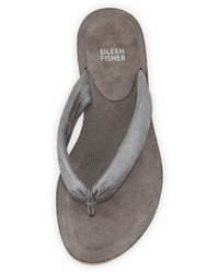 Eileen Fisher Flue Flat Metallic Leather Thong Sandal