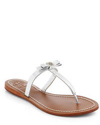 Tory Burch Leighanne Metallic Leather Thong Sandals