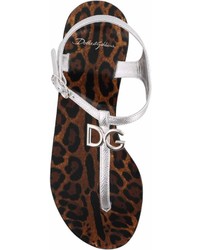 Dolce & Gabbana Logo Paint Leather Sandal
