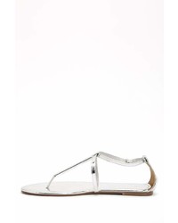 Forever 21 Metallic Faux Leather Thong Sandals
