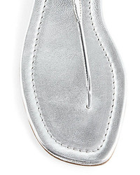 Prada Metallic Leather Thong Sandals