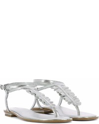 Michael Kors Silver Leather Bella Thong Sandals