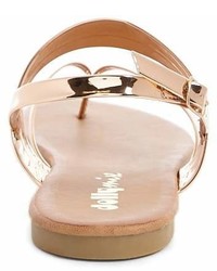 Forever 21 Yoki Shoes Faux Patent Leather Thong Sandals