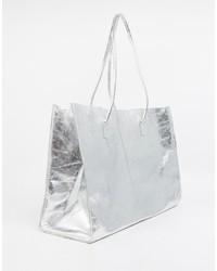 Asos Collection Unlined Leather Shopper Bag With Skinny Straps