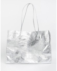 Asos Collection Unlined Leather Shopper Bag With Skinny Straps